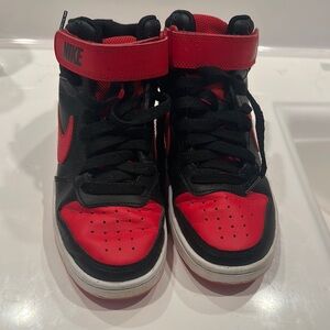 Nike Black and Red High-Top Sneakers